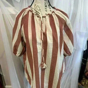 Knox Rose Women’s Striped Cotton Blouse. Size Large. Preowned.
